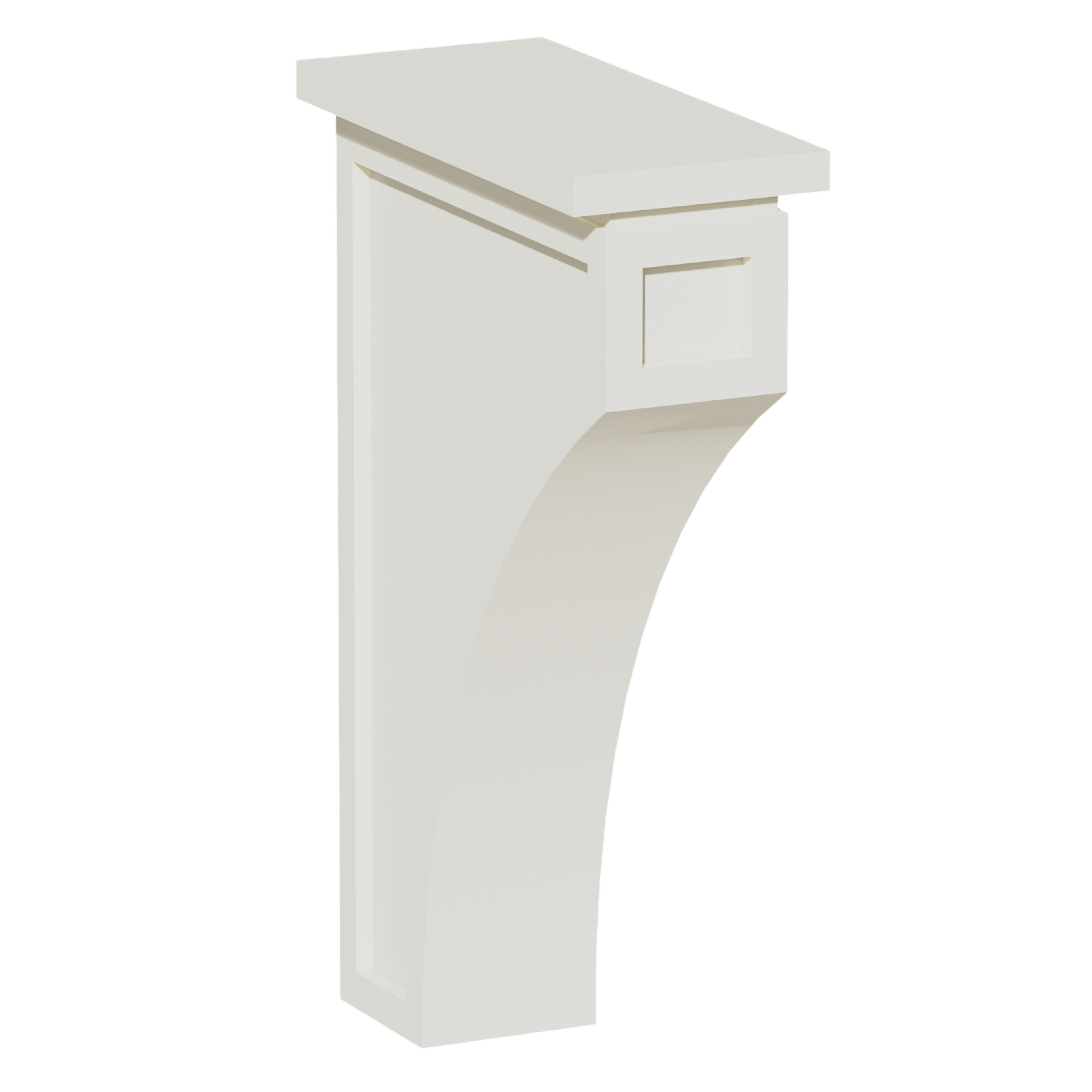 TW-CMCB: Creamy White Shaker 3-1/2"W x 12-1/4"H x 08"D Extra Large Corbel
