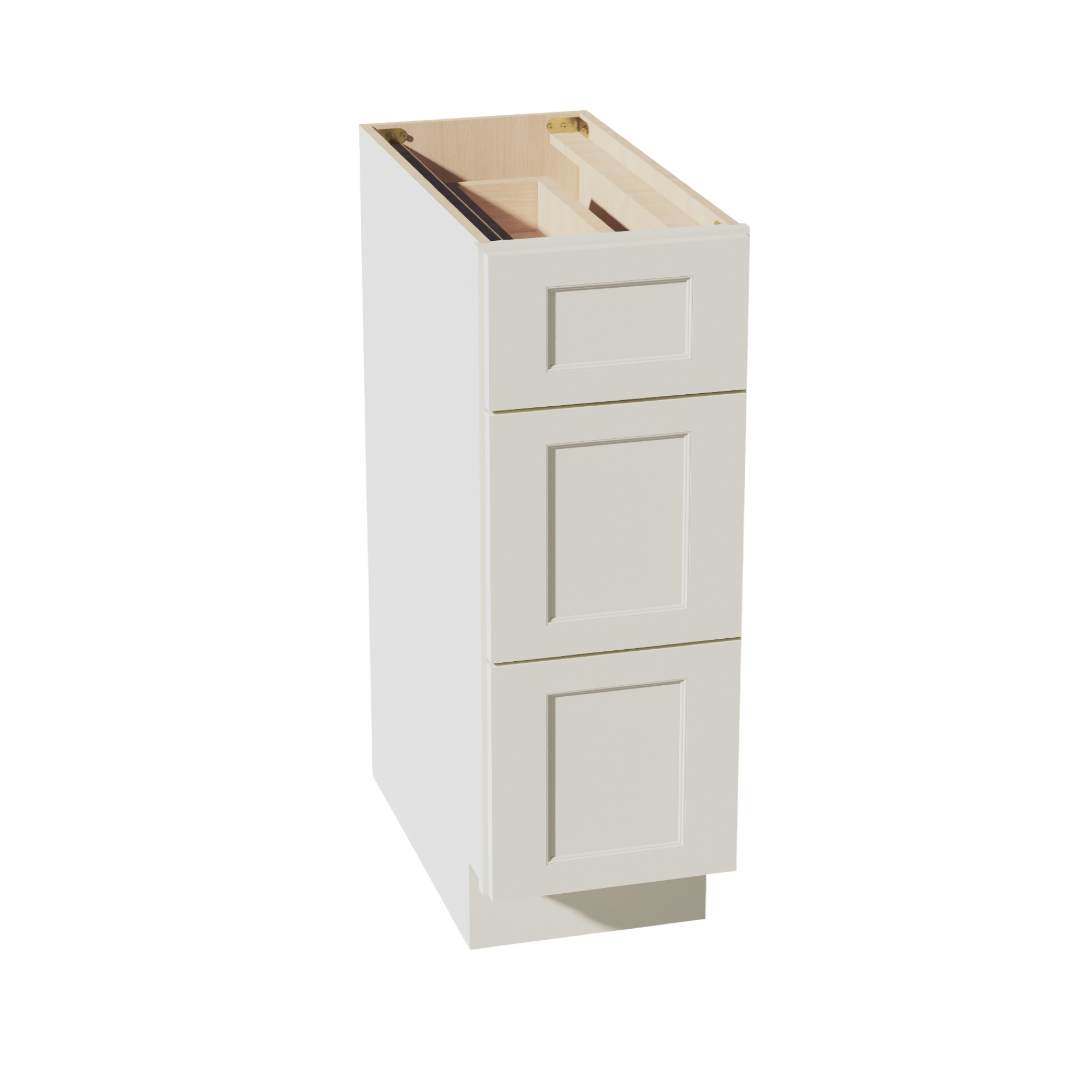 TW-DB12: Creamy White Shaker 12" 3 Drawers Base Cabinet