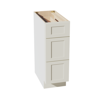 TW-DB12: Creamy White Shaker 12" 3 Drawers Base Cabinet