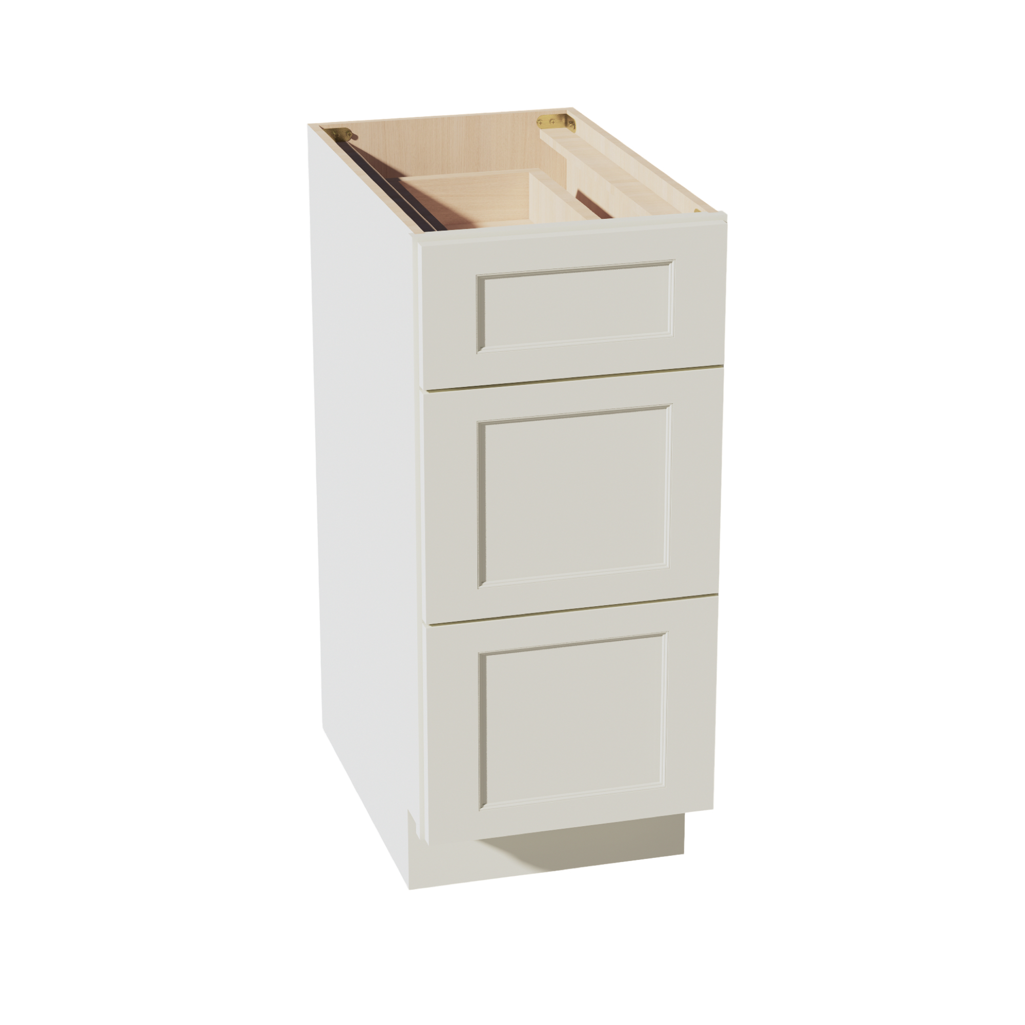 TW-DB15: Creamy White Shaker 15" 3 Drawers Base Cabinet