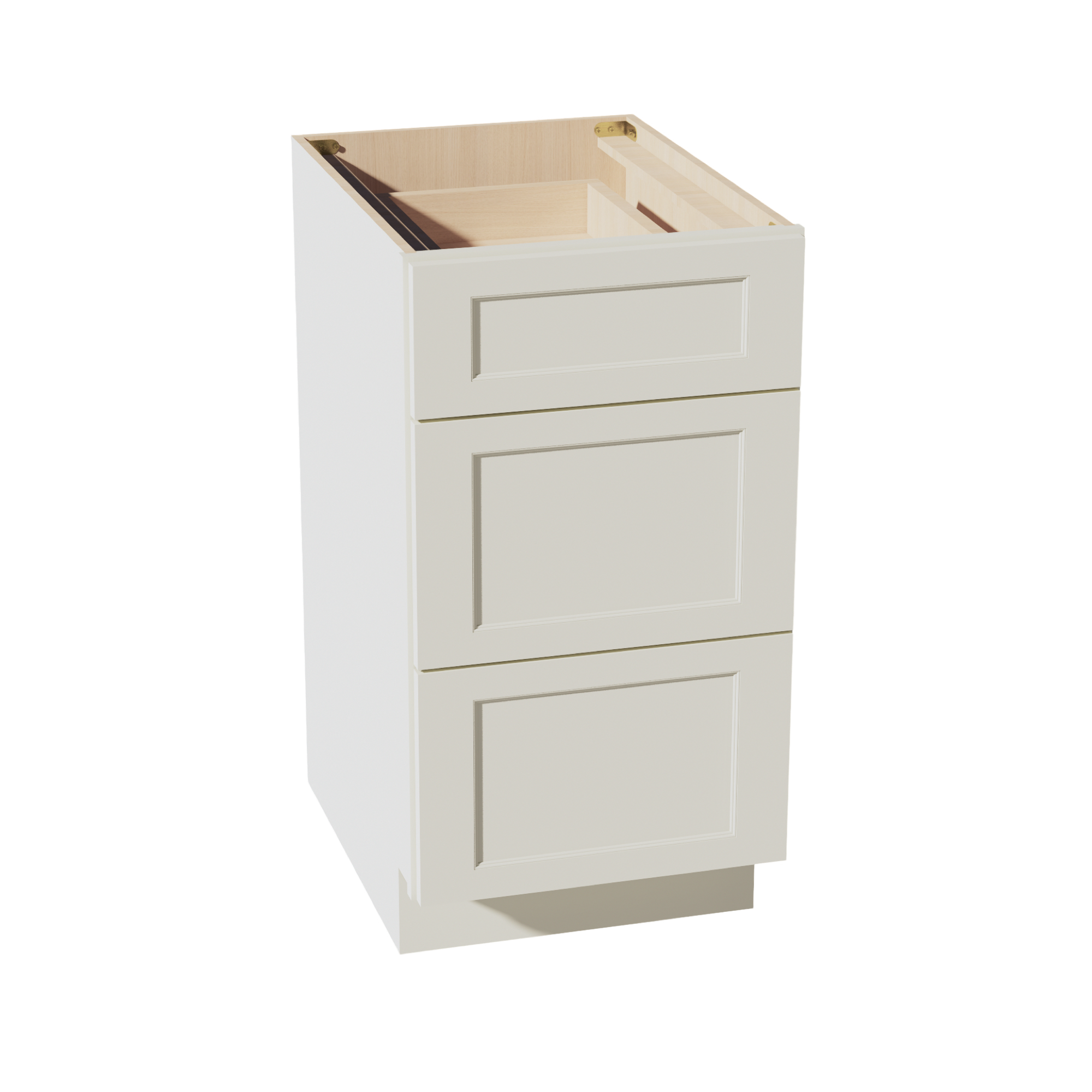 TW-DB18: Creamy White Shaker 18" 3 Drawers Base Cabinet