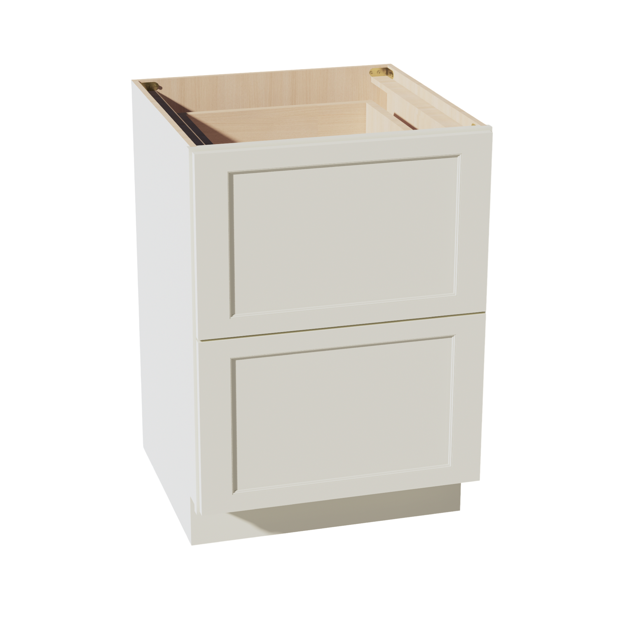 TW-DB24-2: Creamy White Shaker 24" 2 Drawers Base Cabinet