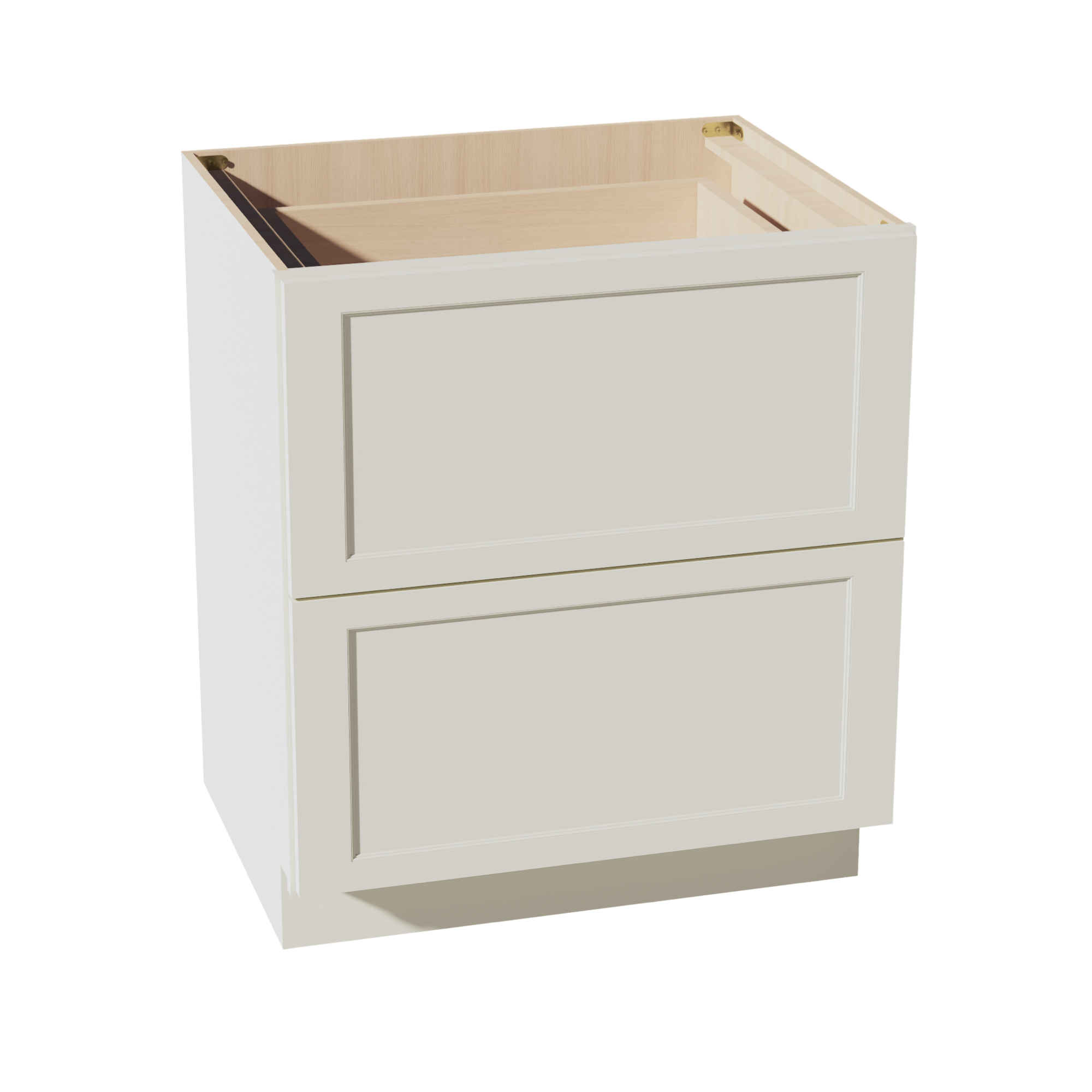 TW-DB30-2: Creamy White Shaker 30" 2 Drawers Base Cabinet