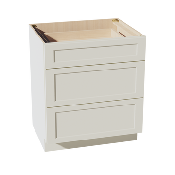 TW-DB30: Creamy White Shaker 30" 3 Drawers Base Cabinet