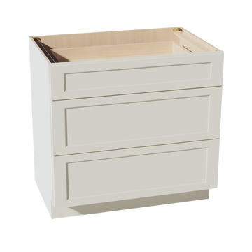 TW-DB36: Creamy White Shaker 36" 3 Drawers Base Cabinet