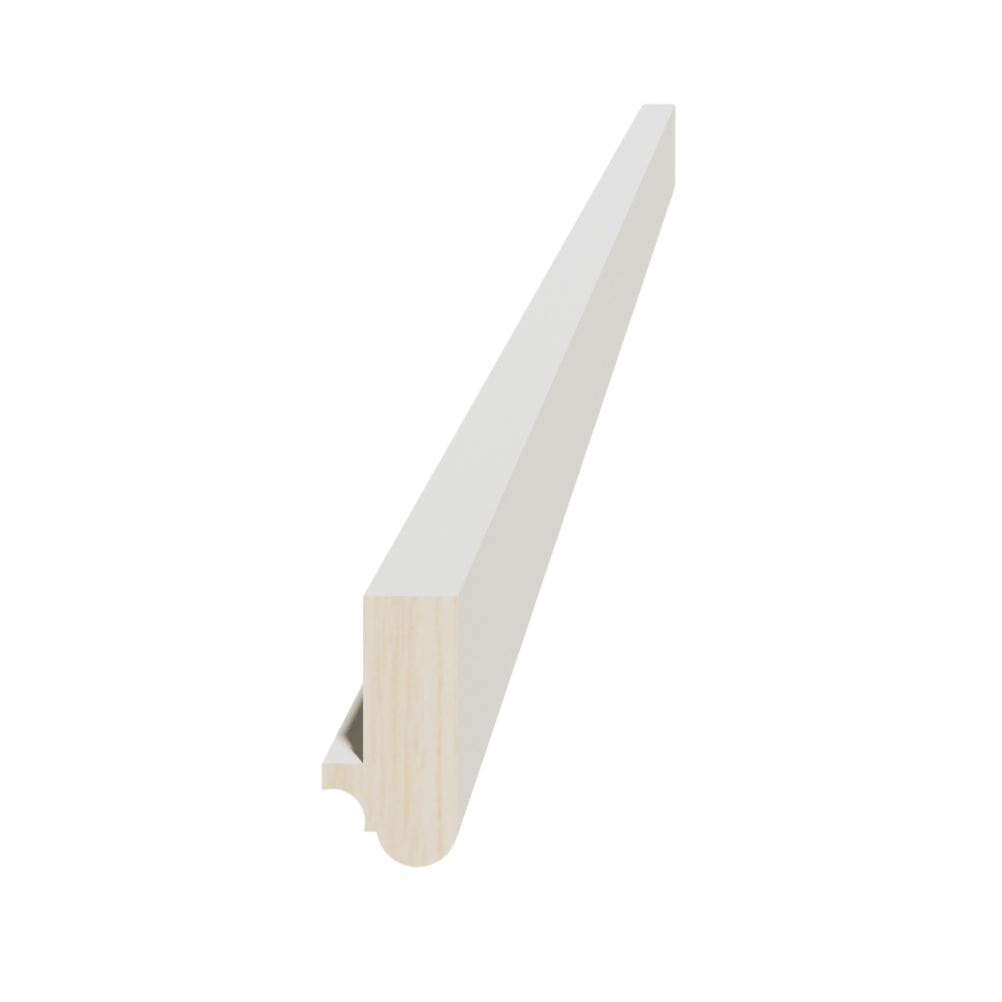 TW-LRM: Creamy White Shaker 96"W x 1-1/2"H x 3/4"D Light Rail Molding