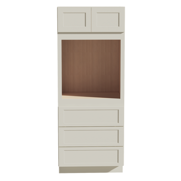 TW-OC3384: Creamy White Shaker 33"W x 84"H x 24"D 2 Doors & 3 Drawers Tall Oven Shelf Cabinets