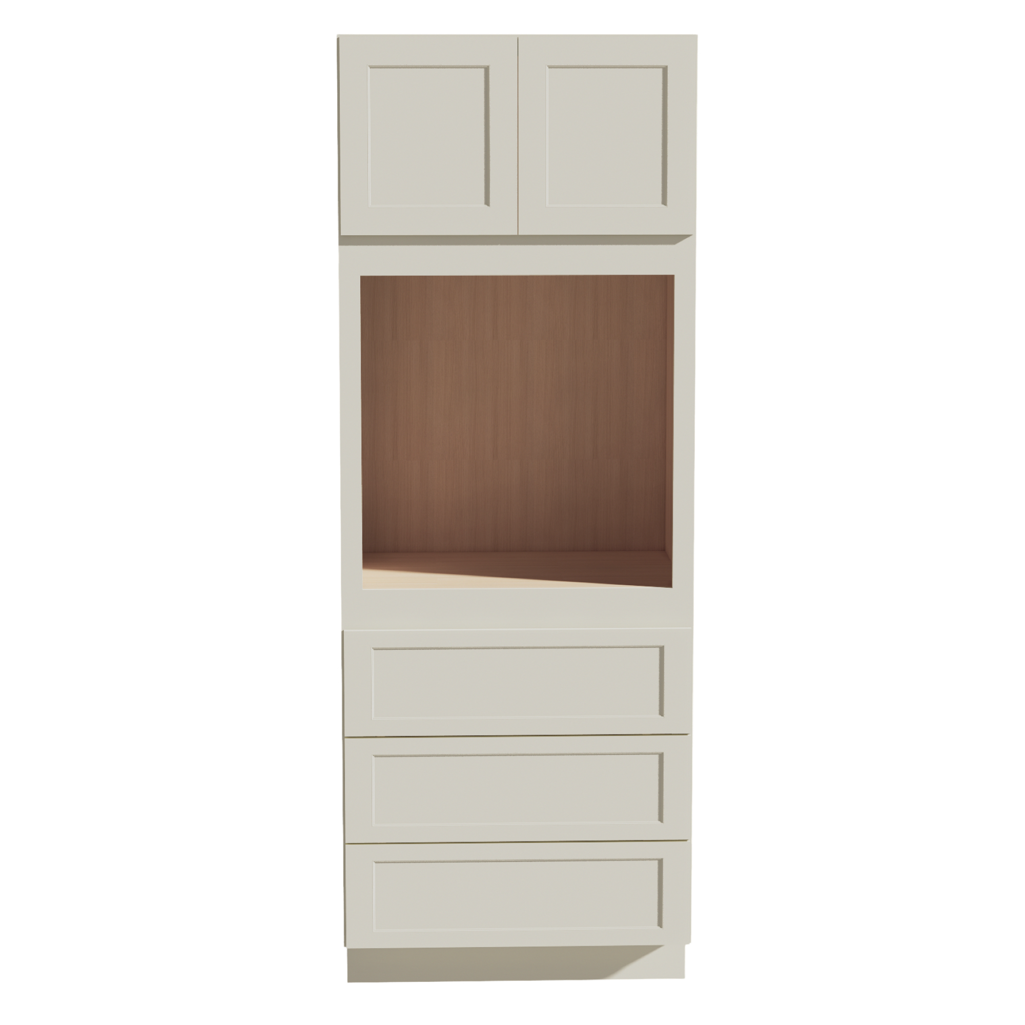 TW-OC3390: Creamy White Shaker 33"W x 90"H x 24"D 2 Doors & 3 Drawers Tall Oven Shelf Cabinets
