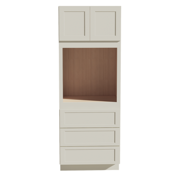 TW-OC3390: Creamy White Shaker 33"W x 90"H x 24"D 2 Doors & 3 Drawers Tall Oven Shelf Cabinets