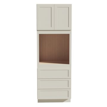 TW-OC3396: Creamy White Shaker 33"W x 96"H x 24"D 2 Doors & 3 Drawers Tall Oven Shelf Cabinets