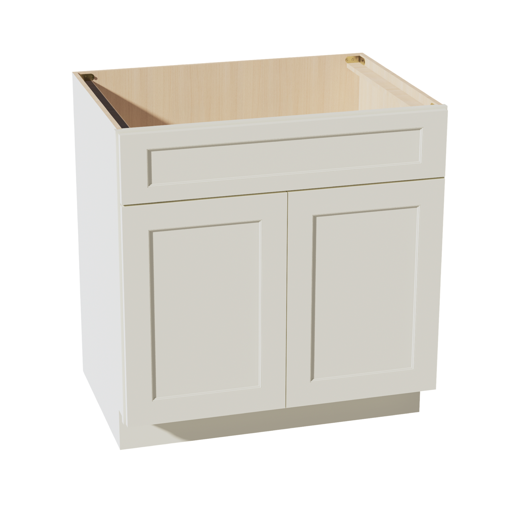 TW-SB33: Creamy White Shaker 33" 2 Doors 1 False Drawer Sink Base Cabinet