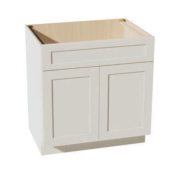 TW-SB33: Creamy White Shaker 33" 2 Doors 1 False Drawer Sink Base Cabinet