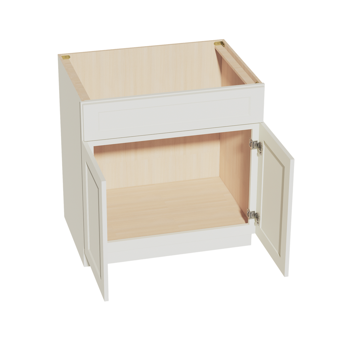 TW-SB33: Creamy White Shaker 33" 2 Doors 1 False Drawer Sink Base Cabinet