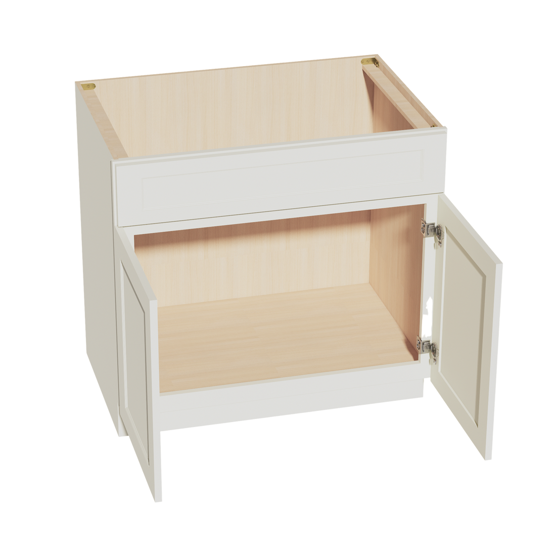 TW-SB36: Creamy White Shaker 36" 2 Doors 1 False Drawer Sink Base Cabinet