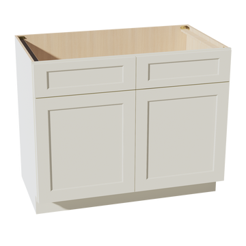 TW-SB42: Creamy White Shaker 42" 2 Doors 2 False Drawers Sink Base Cabinet