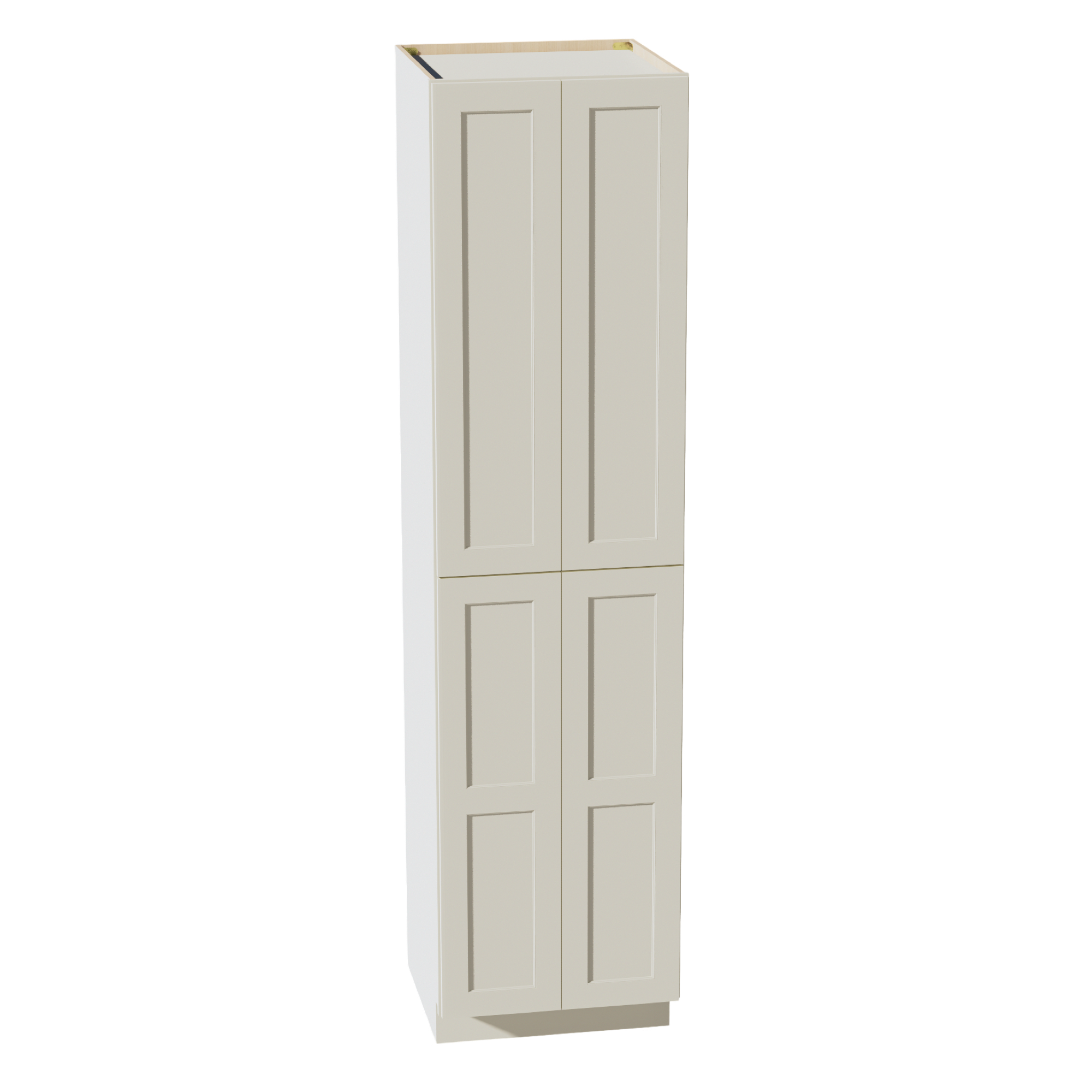 TW-TP2496: Creamy White Shaker 24"W x 96"H x 24"D 4 Door & 6 Shelves Tall Shelf Pantry Cabinets