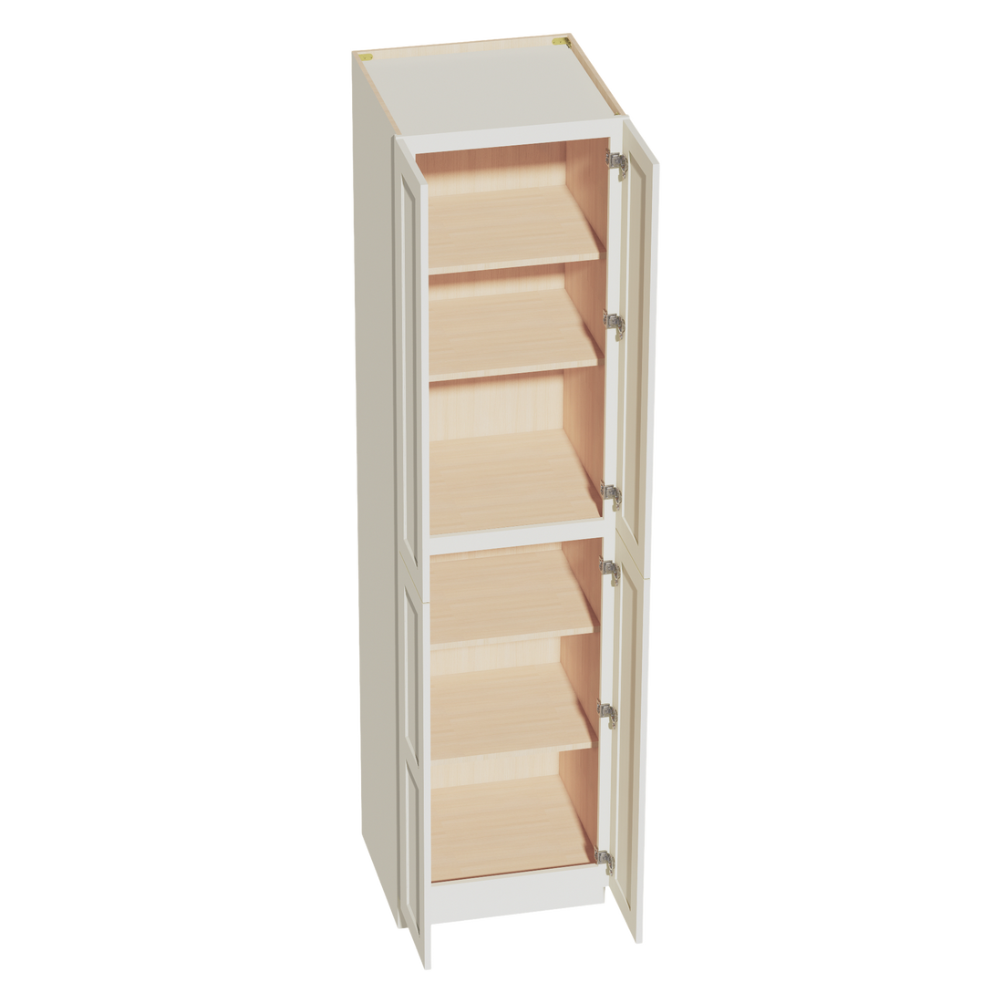 TW-TP2496: Creamy White Shaker 24"W x 96"H x 24"D 4 Door & 6 Shelves Tall Shelf Pantry Cabinets