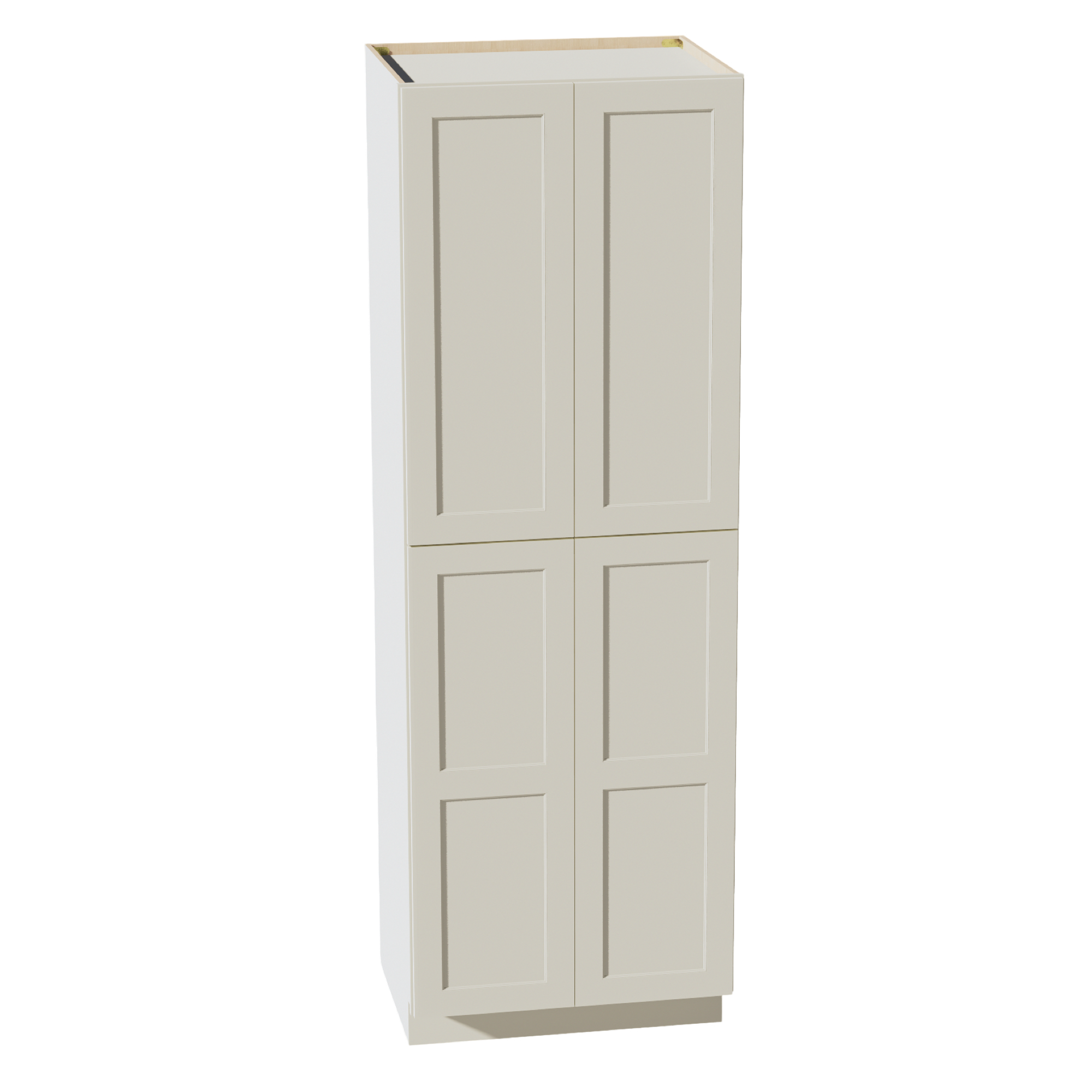 TW-TP3090: Creamy White Shaker 30"W x 90"H x 24"D 4 Door & 5 Shelves Tall Shelf Pantry Cabinets