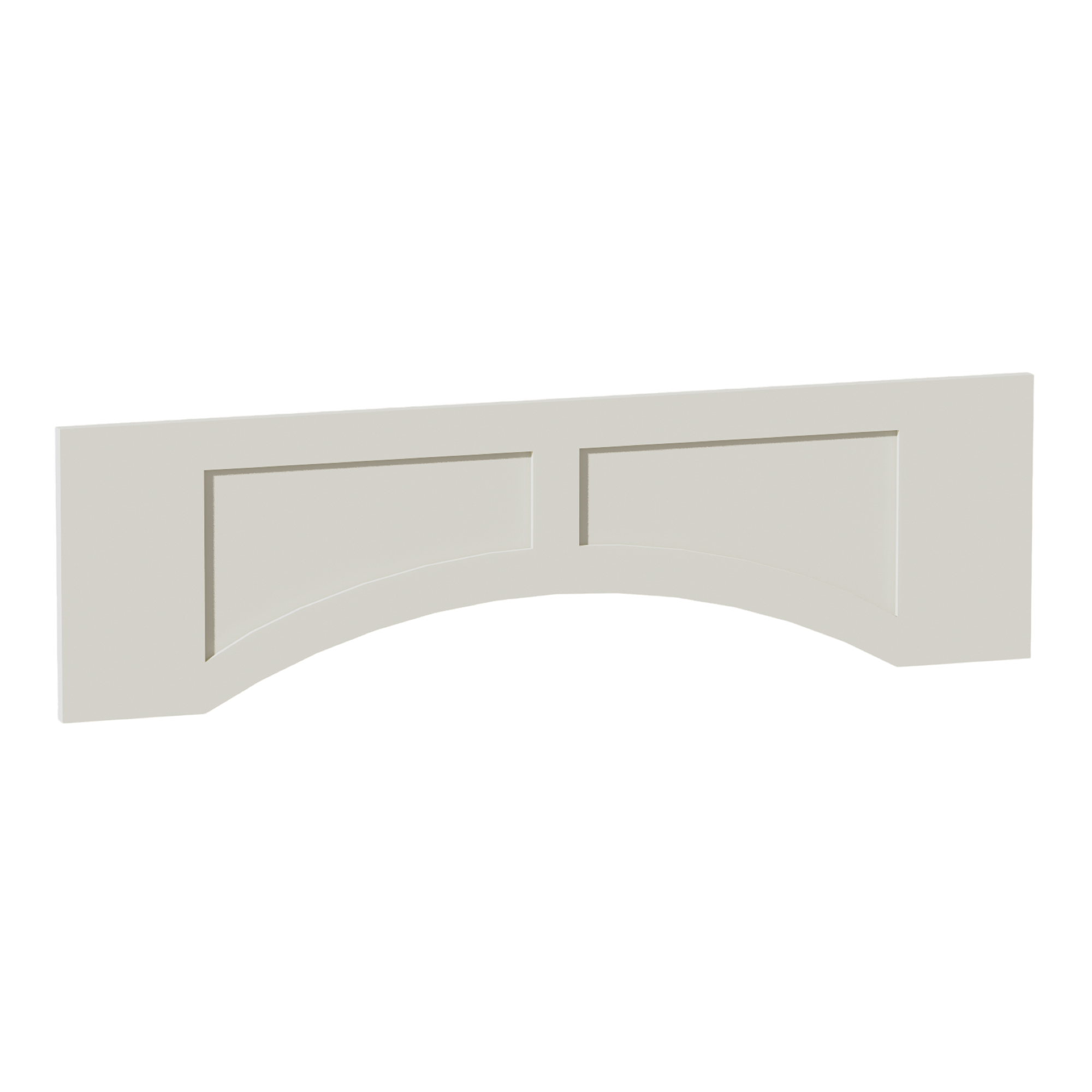 TW-VARP42: Creamy White Shaker 42"W x 12"H x 3/4"D Arched Valance with Raised Panel