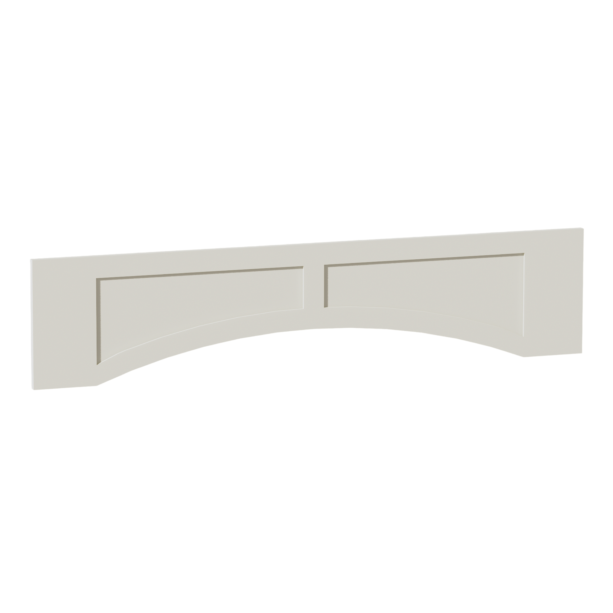 TW-VARP54: Creamy White Shaker 54"W x 12"H x 3/4"D Arched Valance with Raised Panel