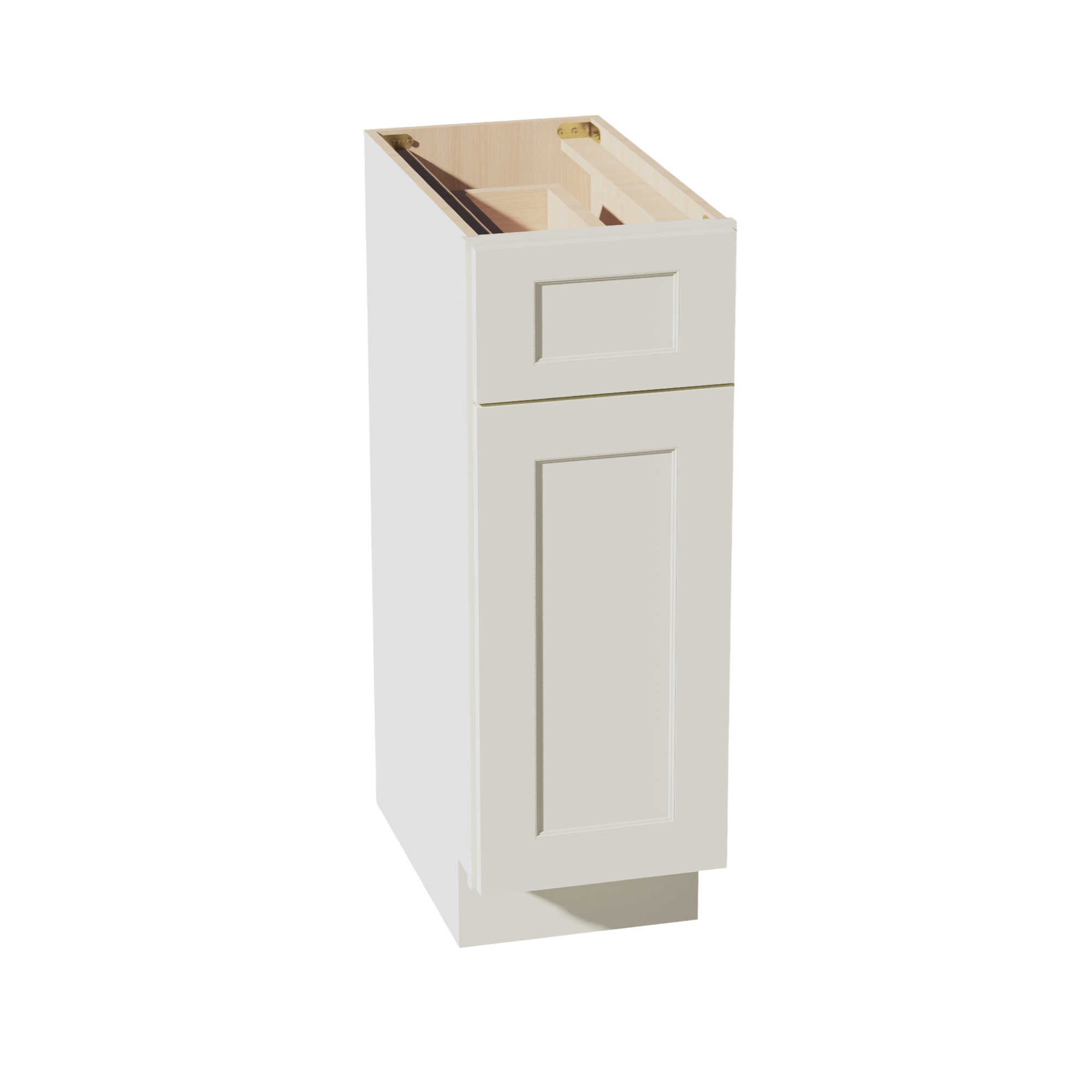 TW-VB1221: Creamy White Shaker 12"W x 34-1/2"H x 21"D 1 Door & 1 Drawer Single Door Vanity Base Cabinets