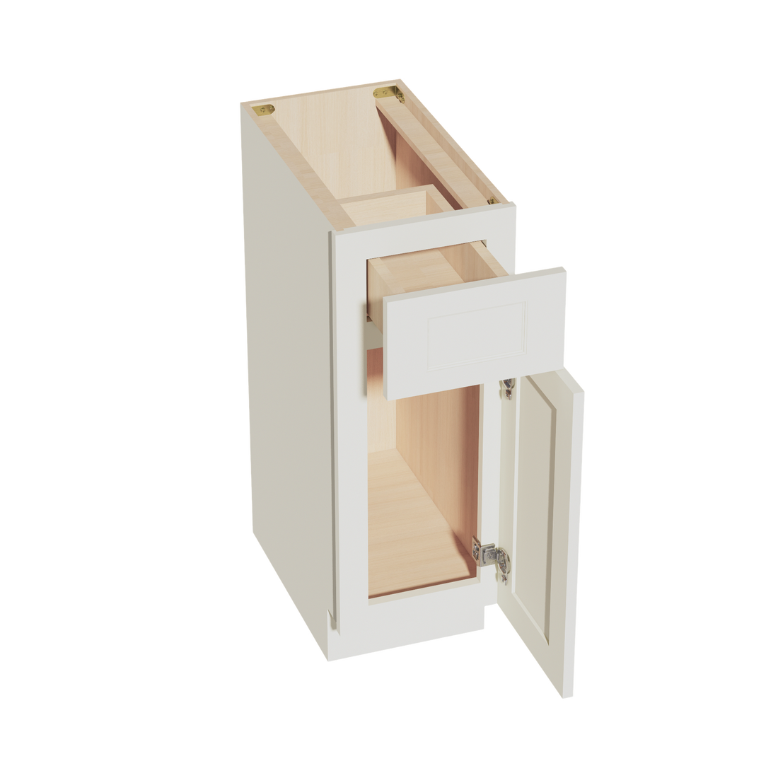 TW-VB1221: Creamy White Shaker 12"W x 34-1/2"H x 21"D 1 Door & 1 Drawer Single Door Vanity Base Cabinets