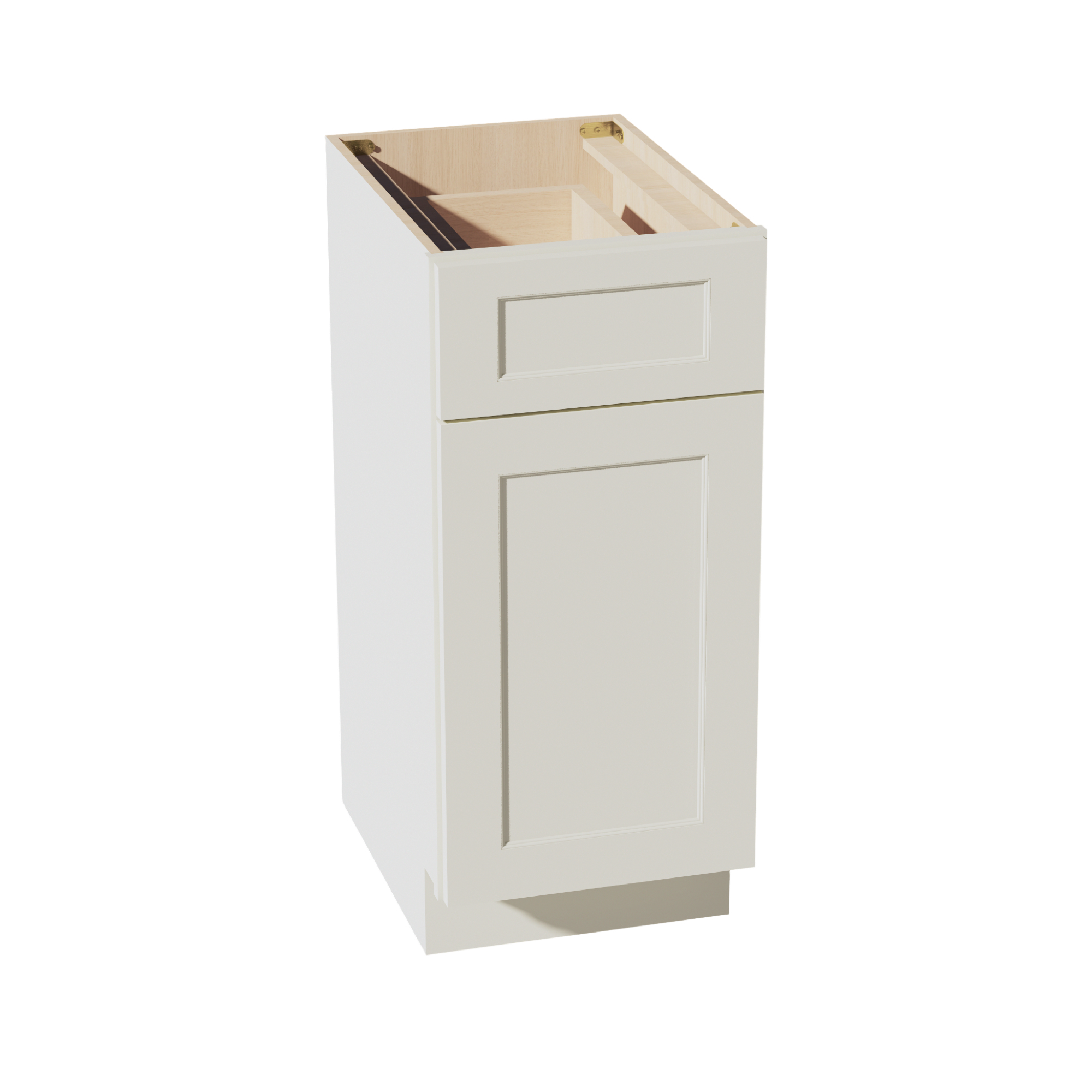 TW-VB1521: Creamy White Shaker 15"W x 34-1/2"H x 21"D 1 Door & 1 Drawer Single Door Vanity Base Cabinets