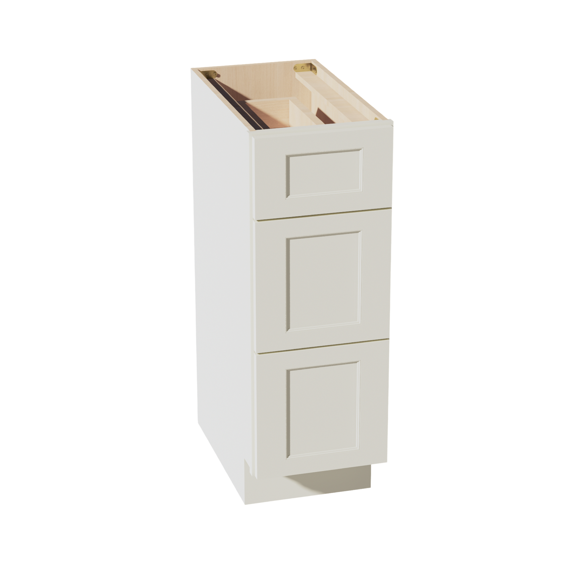 TW-VDB1221: Creamy White Shaker 12"W x 34-1/2"H x 21"D  3 Drawers Vanity Base Cabinets