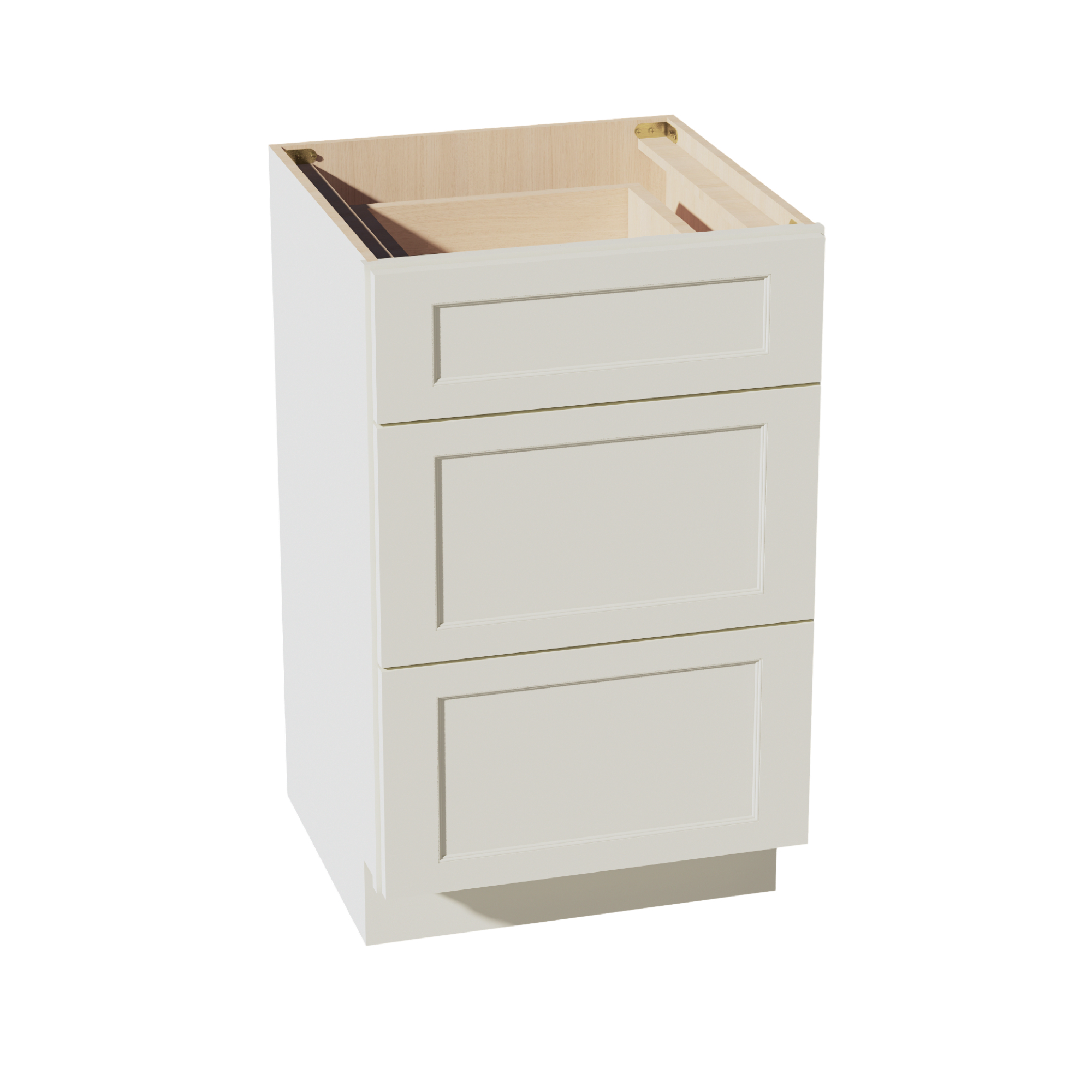 TW-VDB2121: Creamy White Shaker 21"W x 34-1/2"H x 21"D  3 Drawers Vanity Base Cabinets