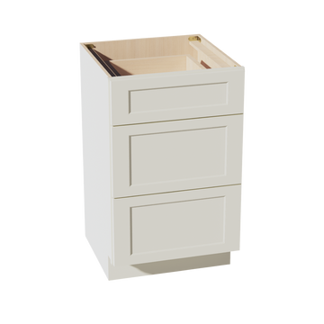 TW-VDB2121: Creamy White Shaker 21"W x 34-1/2"H x 21"D  3 Drawers Vanity Base Cabinets