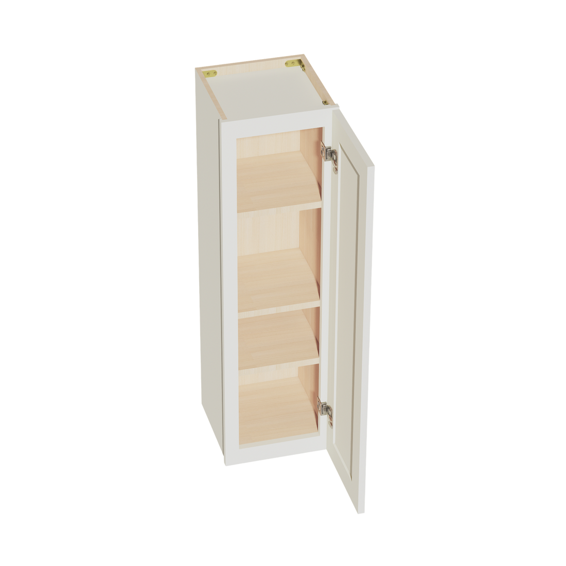 TW-W1242: Creamy White Shaker 12"W x 42"H 1 Door & 3 Shelves Standard Wall Cabinet
