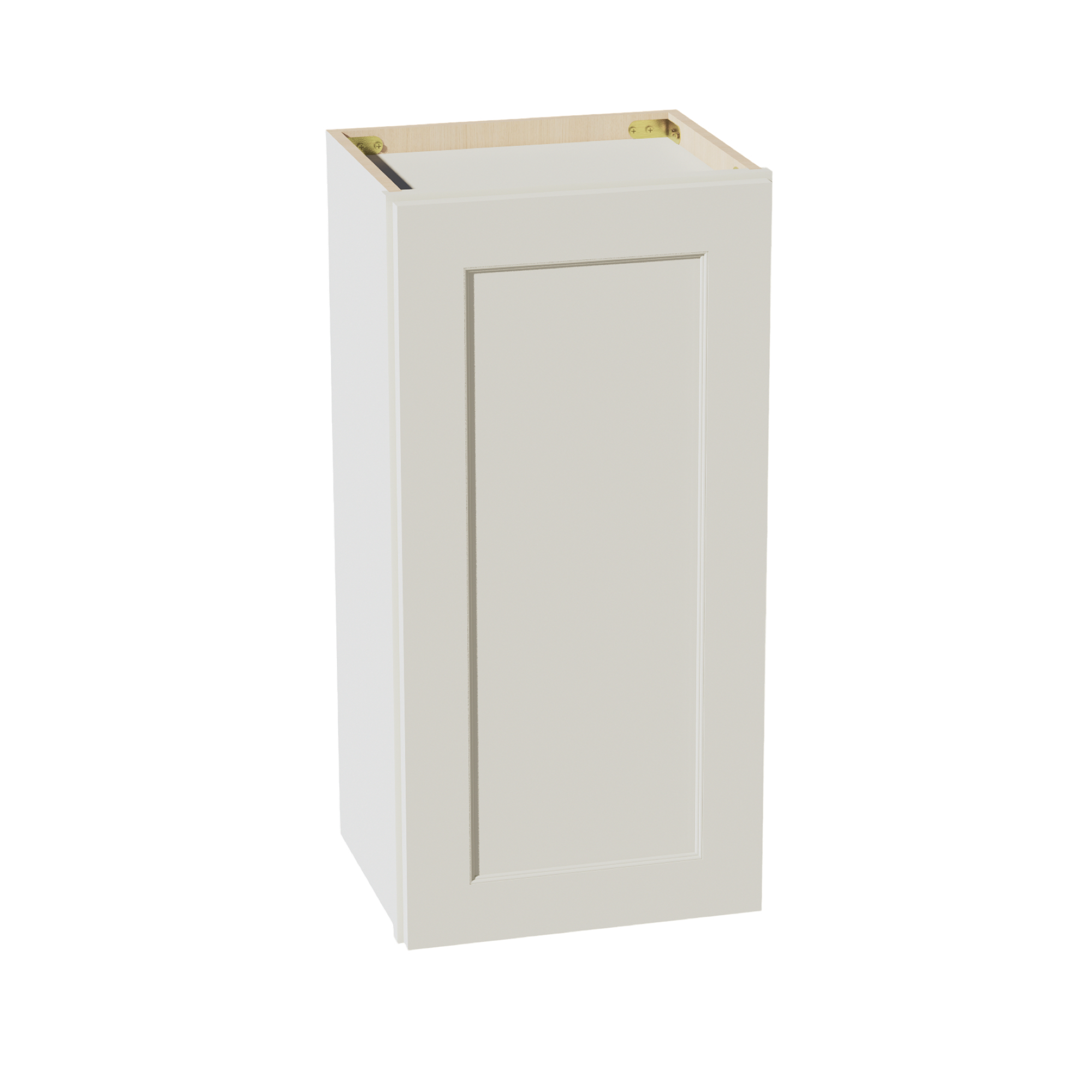 TW-W1530: Creamy White Shaker 15"W x 30"H 1 Door & 2 Shelves Standard Wall Cabinet