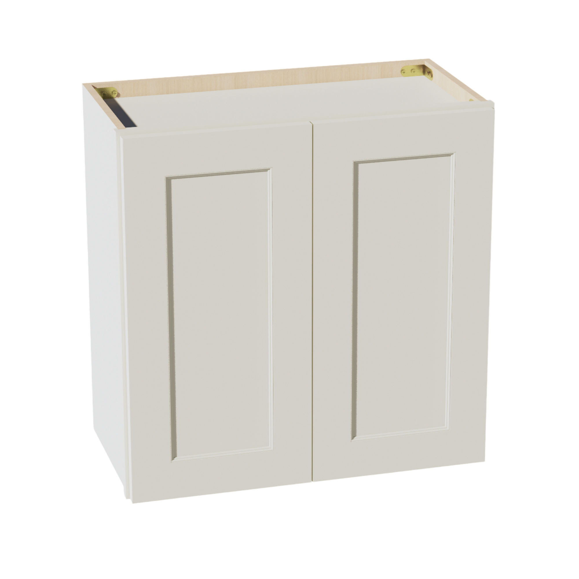 TW-W2424: Creamy White Shaker 24"W x 24"H 2 Doors Standard Wall Bridge Cabinet