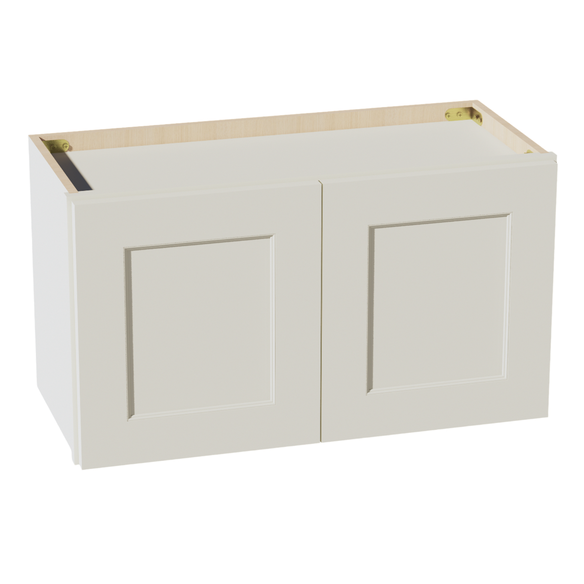 TW-W2715: Creamy White Shaker 27"W x 15"H 2 Doors Standard Wall Bridge Cabinet