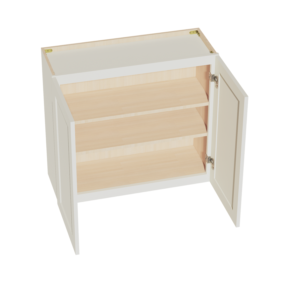 TW-W3330: Creamy White Shaker 33"W x 30"H 2 Doors & 2 Shelves Standard Wall Cabinet