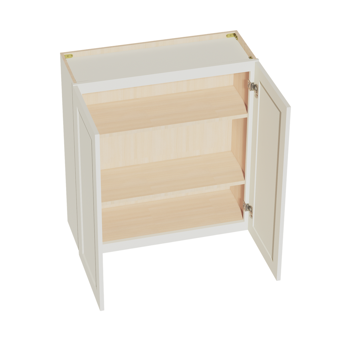 TW-W3336: Creamy White Shaker 33"W x 36"H 2 Doors & 2 Shelves Standard Wall Cabinet