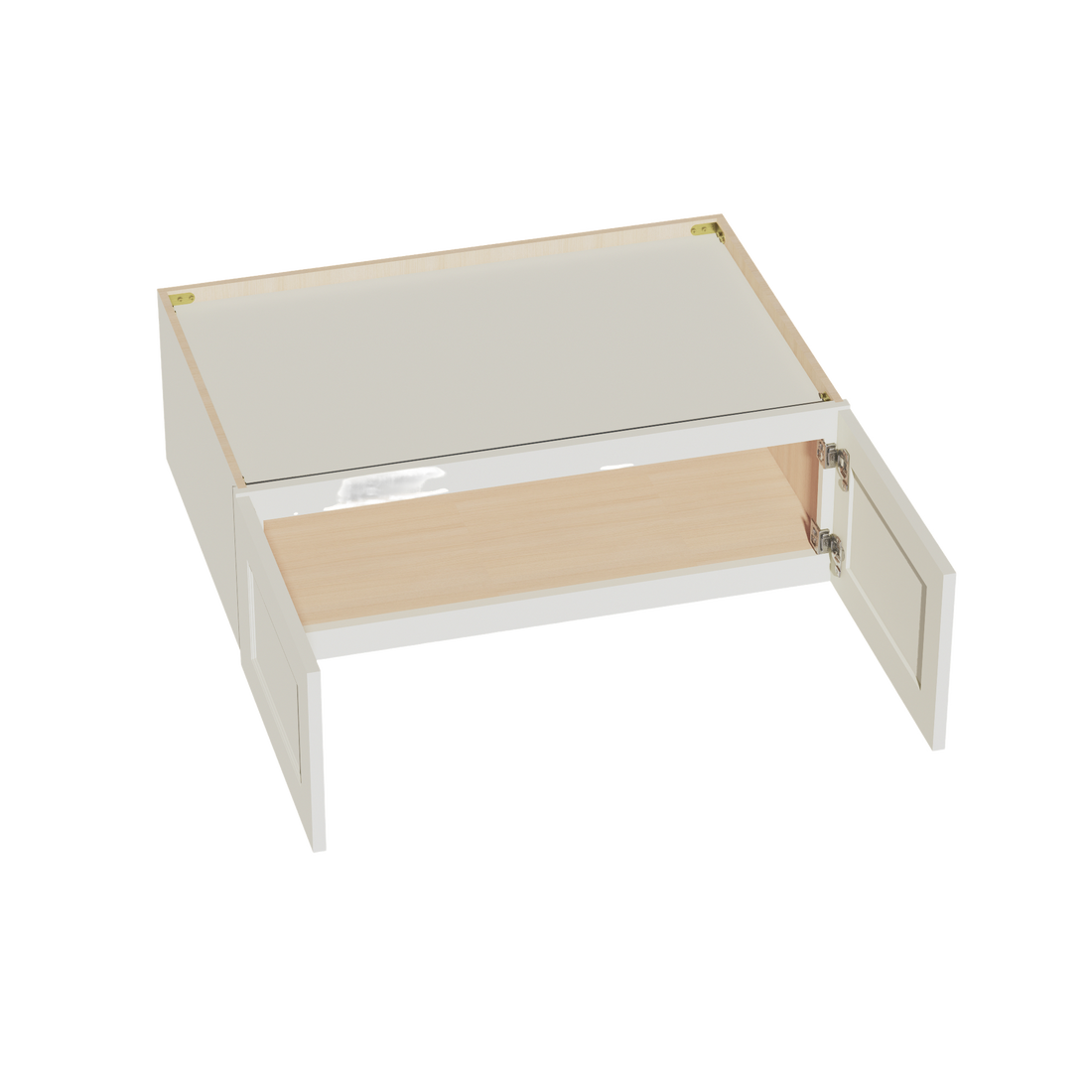 TW-W361224: Creamy White Shaker 36"W x 12"H x 24"D 2 Doors Standard Bridge Wall Cabinet