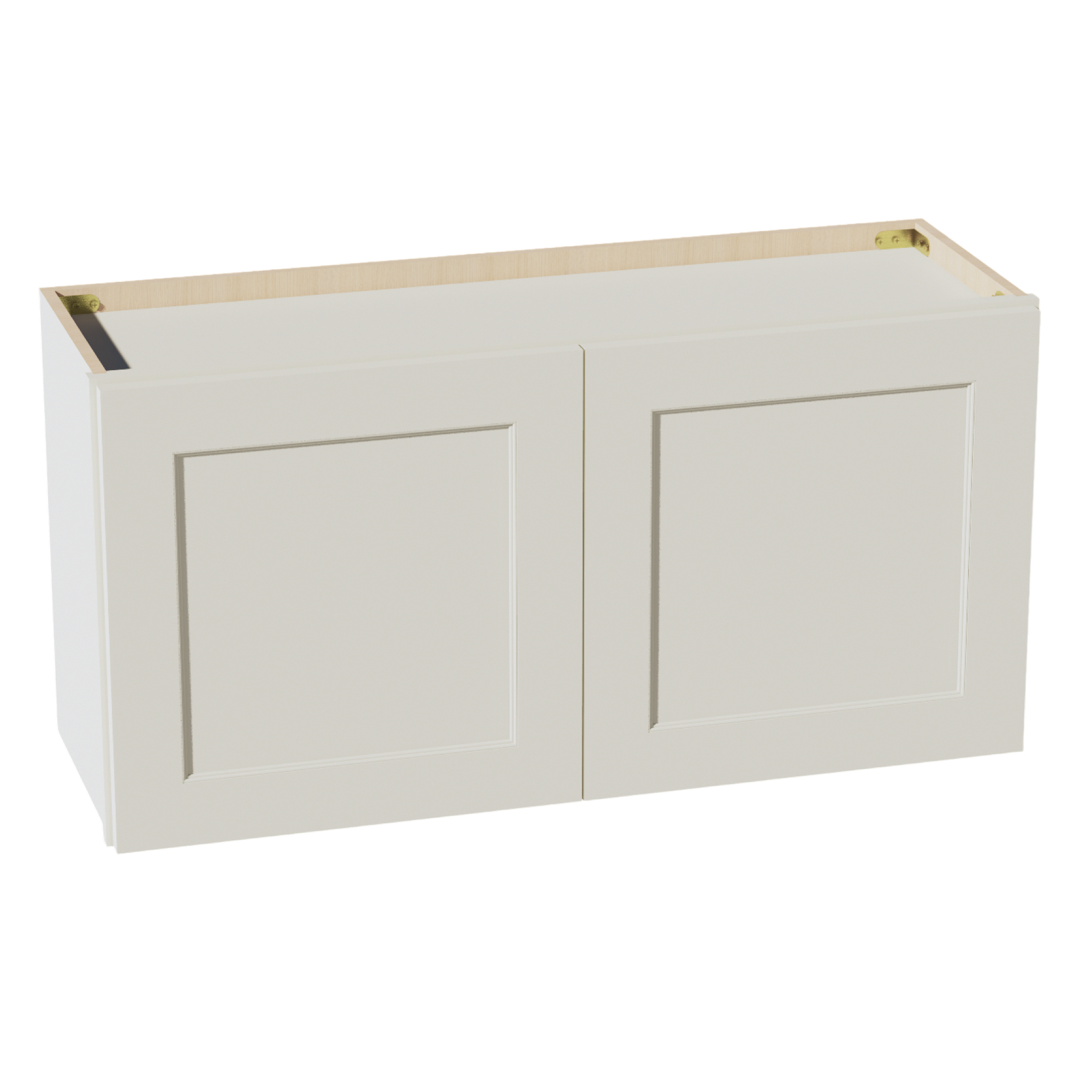 TW-W3618: Creamy White Shaker 36"W x 18"H 2 Doors Standard Wall Bridge Cabinet