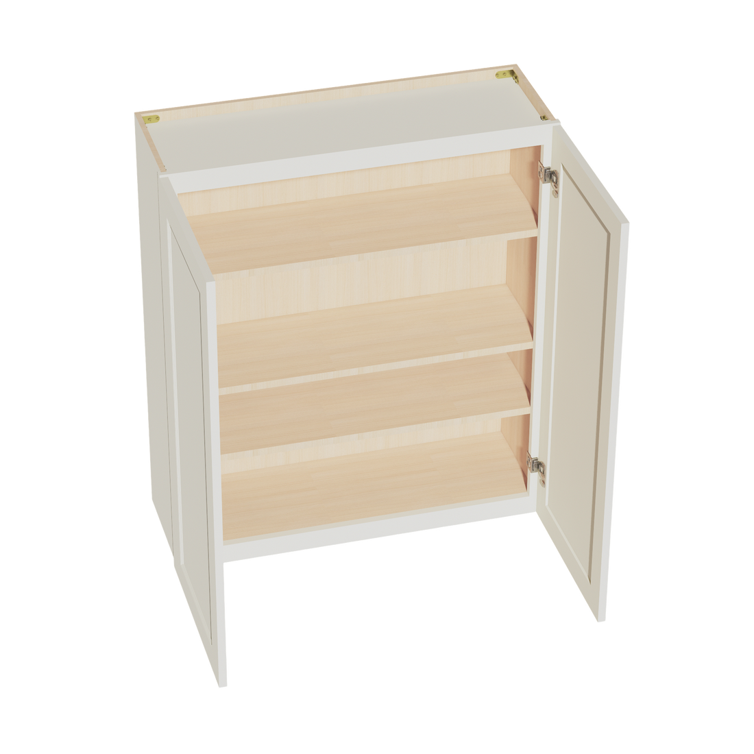 TW-W3642: Creamy White Shaker 36"W x 42"H 2 Doors & 3 Shelves Standard Wall Cabinet