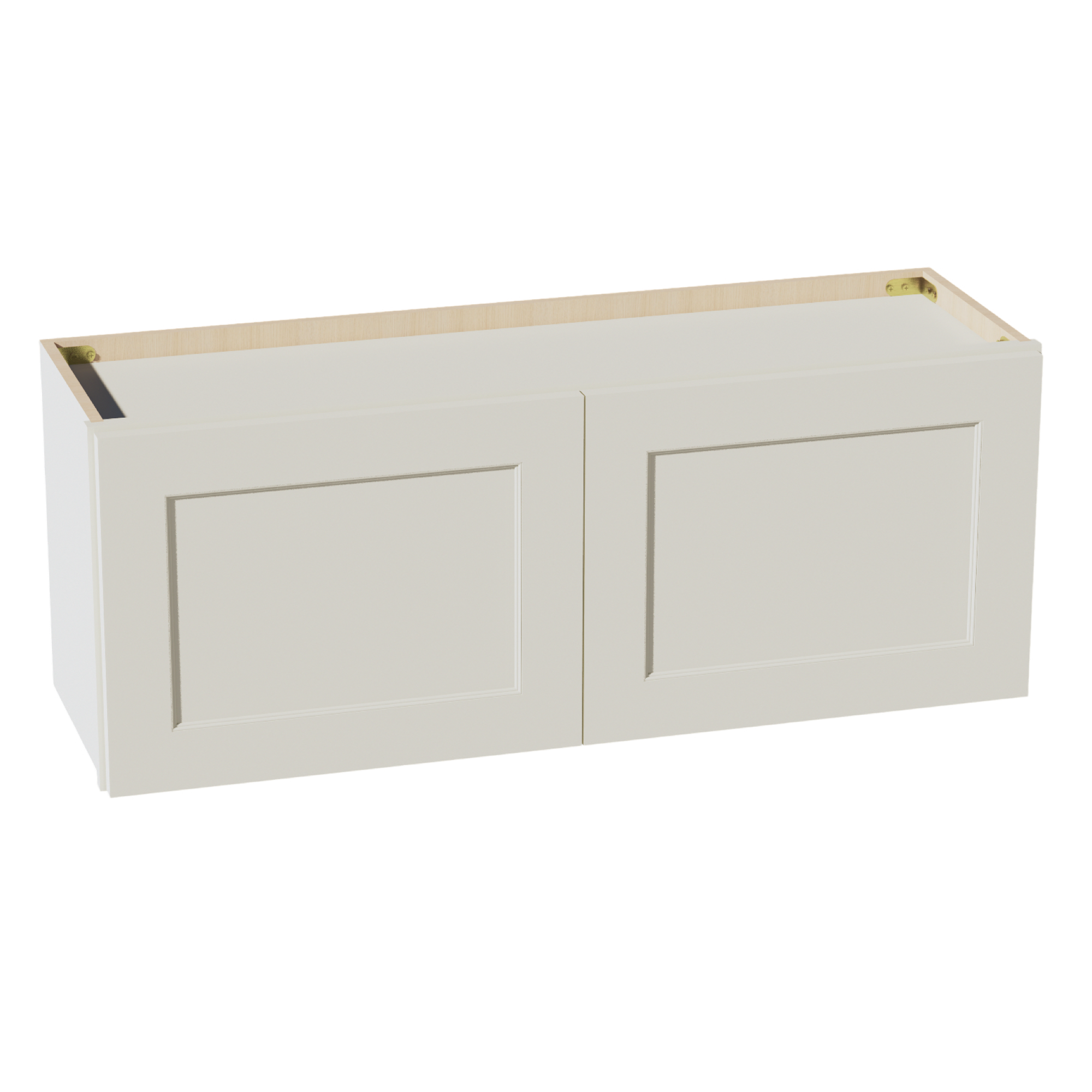 TW-W3915: Creamy White Shaker 39"W x 15"H 2 Doors Standard Wall Bridge Cabinet