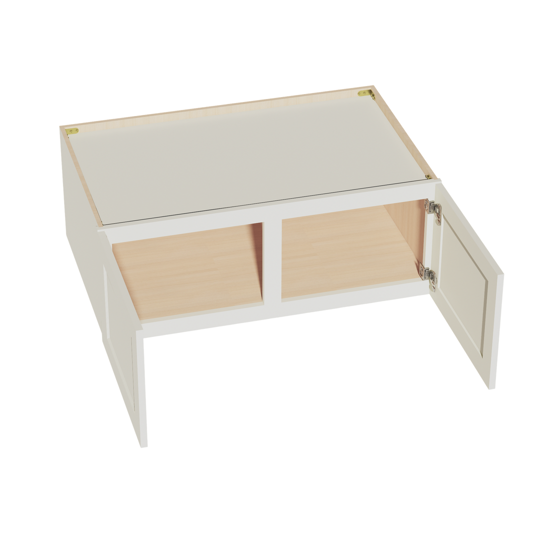 TW-W391524: Creamy White Shaker 39"W x 15"H x 24"D 2 Doors Standard Bridge Wall Cabinet