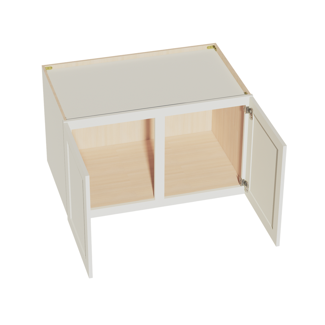 TW-W392424: Creamy White Shaker 39"W x 24"H x 24"D 2 Doors & 1 Shelf Standard Bridge Wall Cabinet