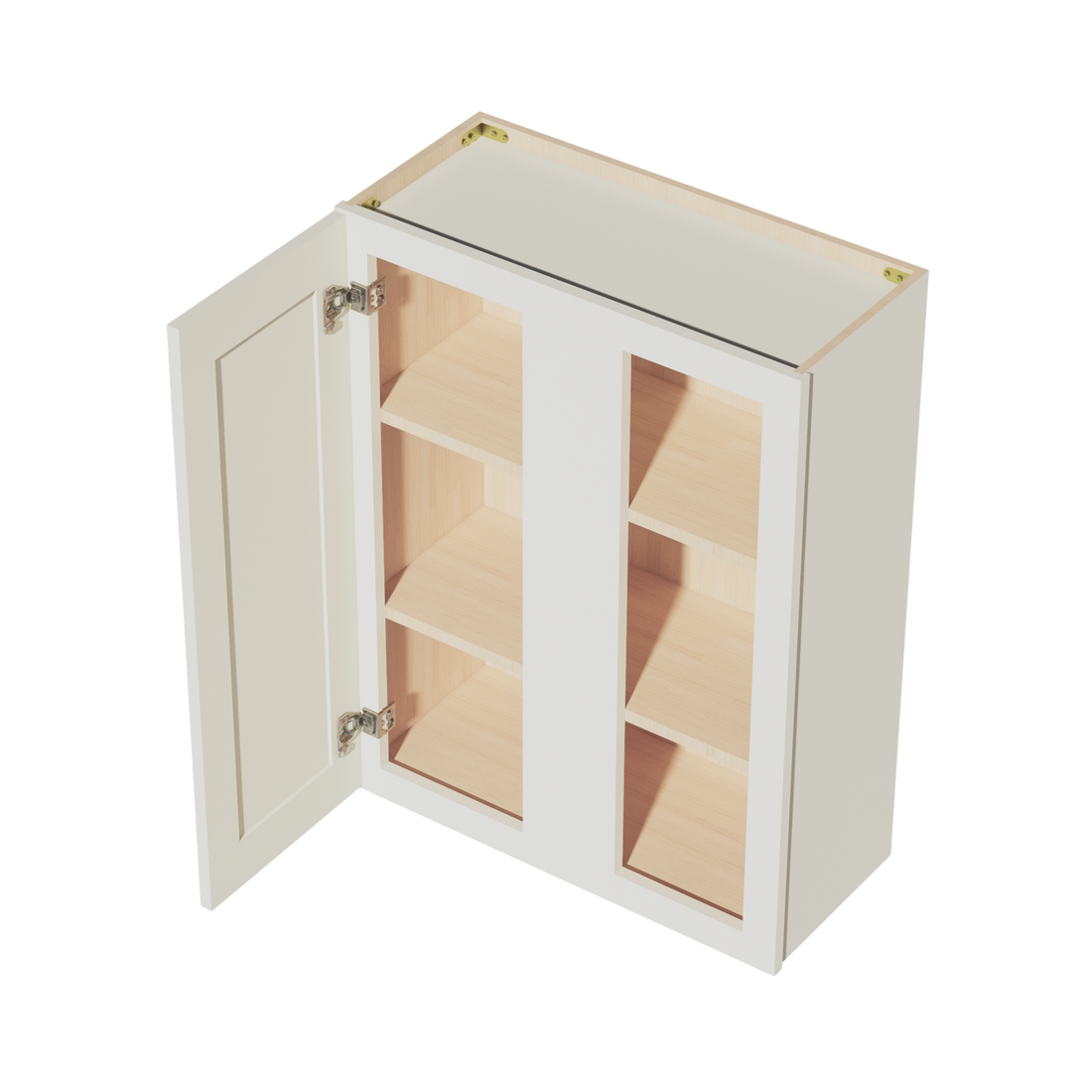 TW-WBC2736: Creamy White Shaker 27"W x 36"H 1 Door & 2 Shelves Wall Blind Corner Cabinets