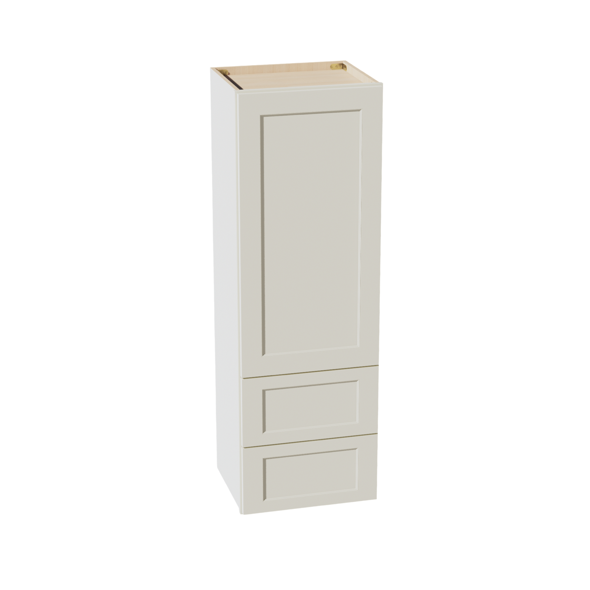 TW-WD1854: Creamy White Shaker 18"W x 54"H 1 Door & 2 Drawers Special Wall Cabinet