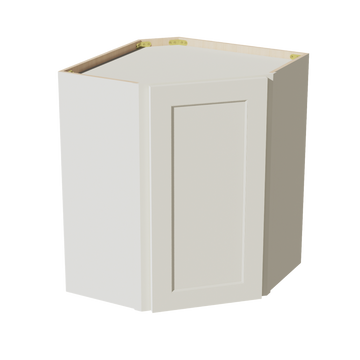 TW-WDC2430: Creamy White Shaker 24"W x 30"H 1 Door & 2 Shelves Diagonal Wall Corner Cabinet