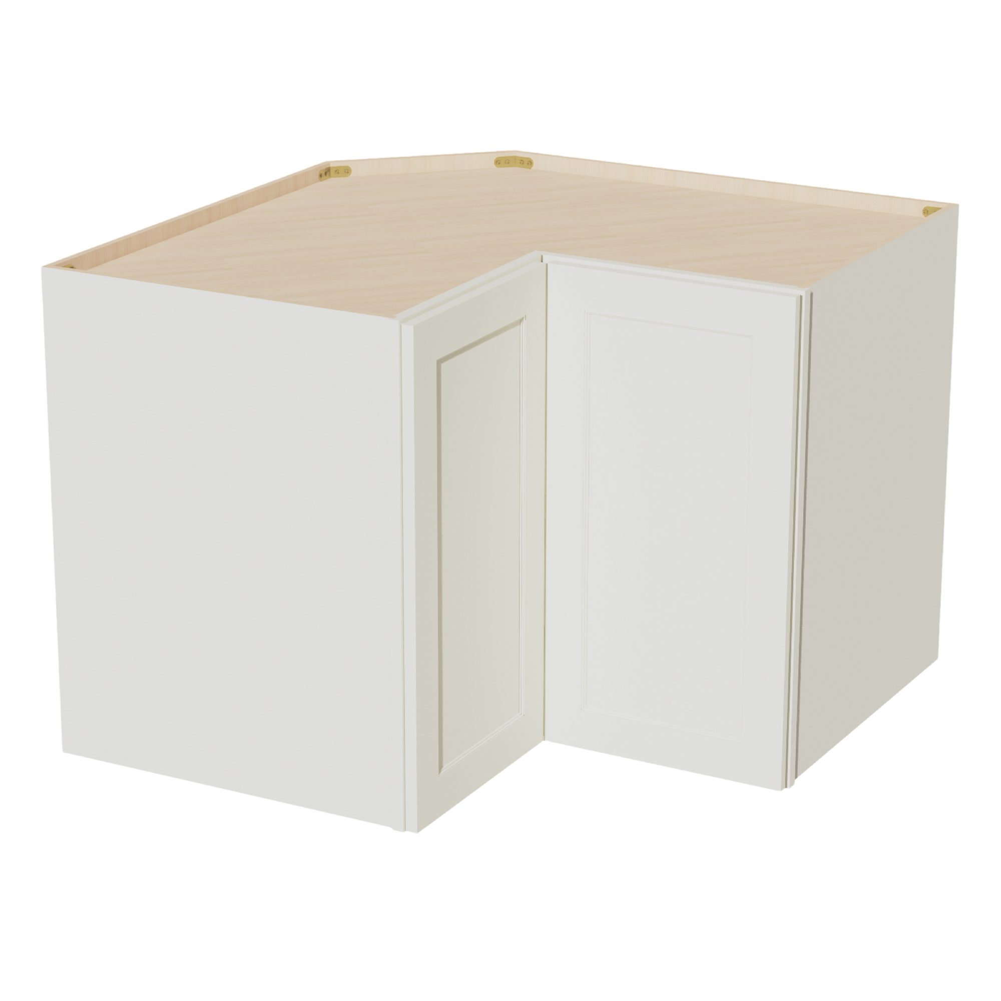 TW-WPC2430: Creamy White Shaker 24"W x 30"H 1 Door & 2 Shelves Pie Cut Wall Corner Cabinet