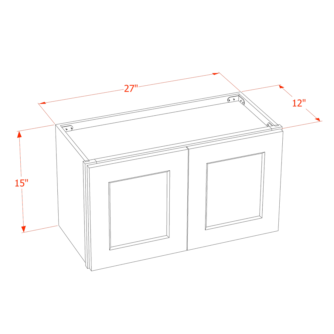 HT-W2715: Timber Wood Shaker 27"W x 15"H 2 Doors Standard Wall Bridge Cabinet
