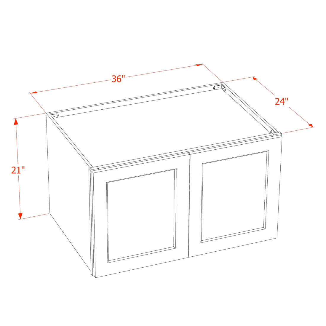 TW-W362124: Creamy White Shaker 36"W x 21"H x 24"D 2 Doors & 1 Shelf Standard Bridge Wall Cabinet