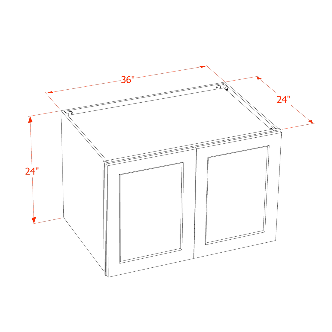 HT-W332424: Timber Wood Shaker 33"W x 24"H x 24"D 2 Doors & 1 Shelf Standard Bridge Wall Cabinet