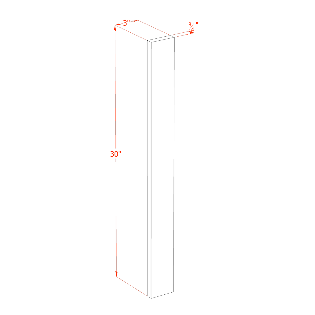HLG-WF330: Light Gray Shaker 03"W x 30"H Wall Cabinet Filler